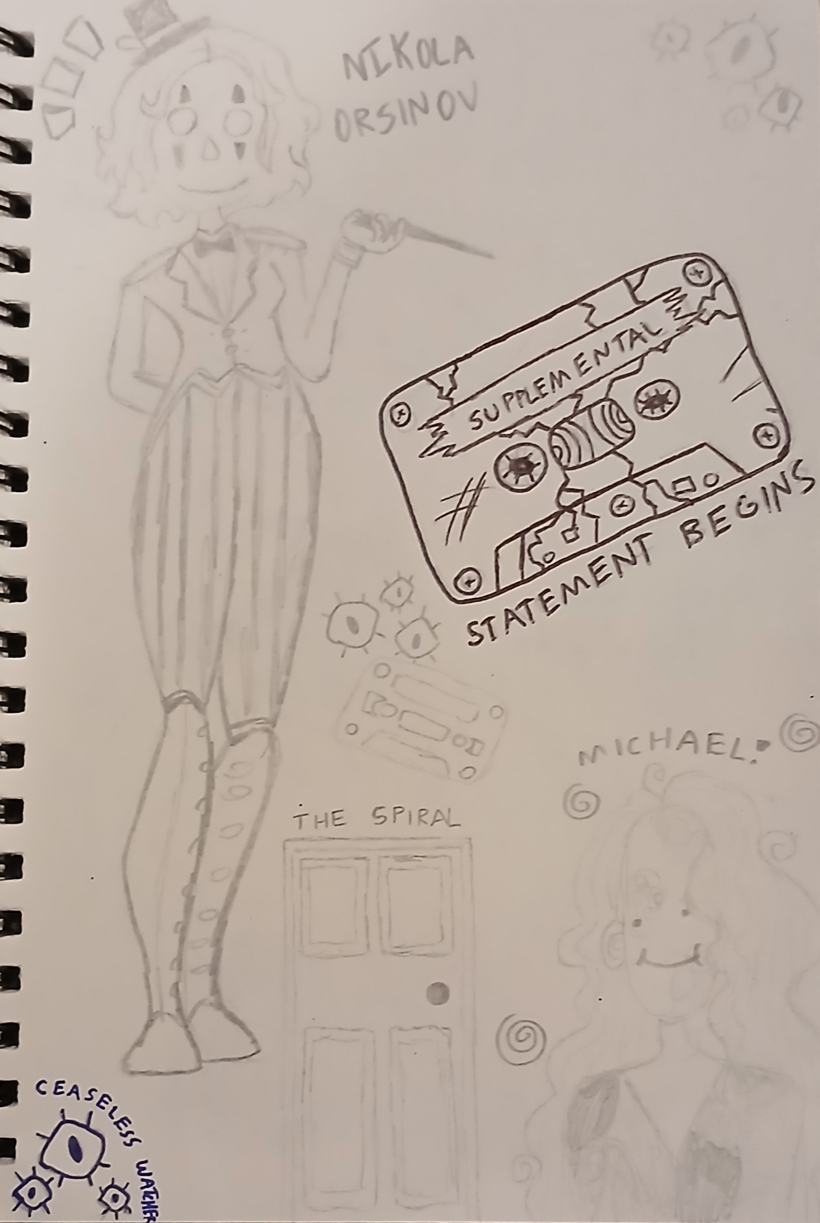 A page of some Magnus Archives doodles